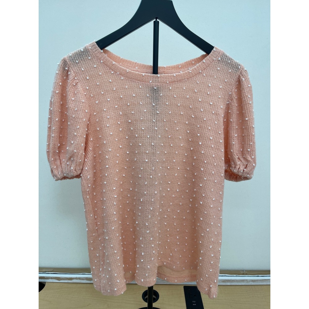 Hayden Los Angeles Peach Swiss Dot Puff Sleeve Knit Top Medium